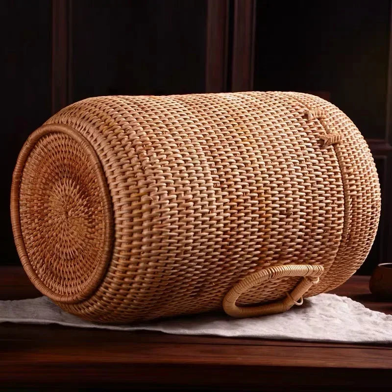 Multifunction Hand Woven Rattan Storage Basket Rattan Organizadores for Sundries Jewelry Tea Ornaments Food Storage Container