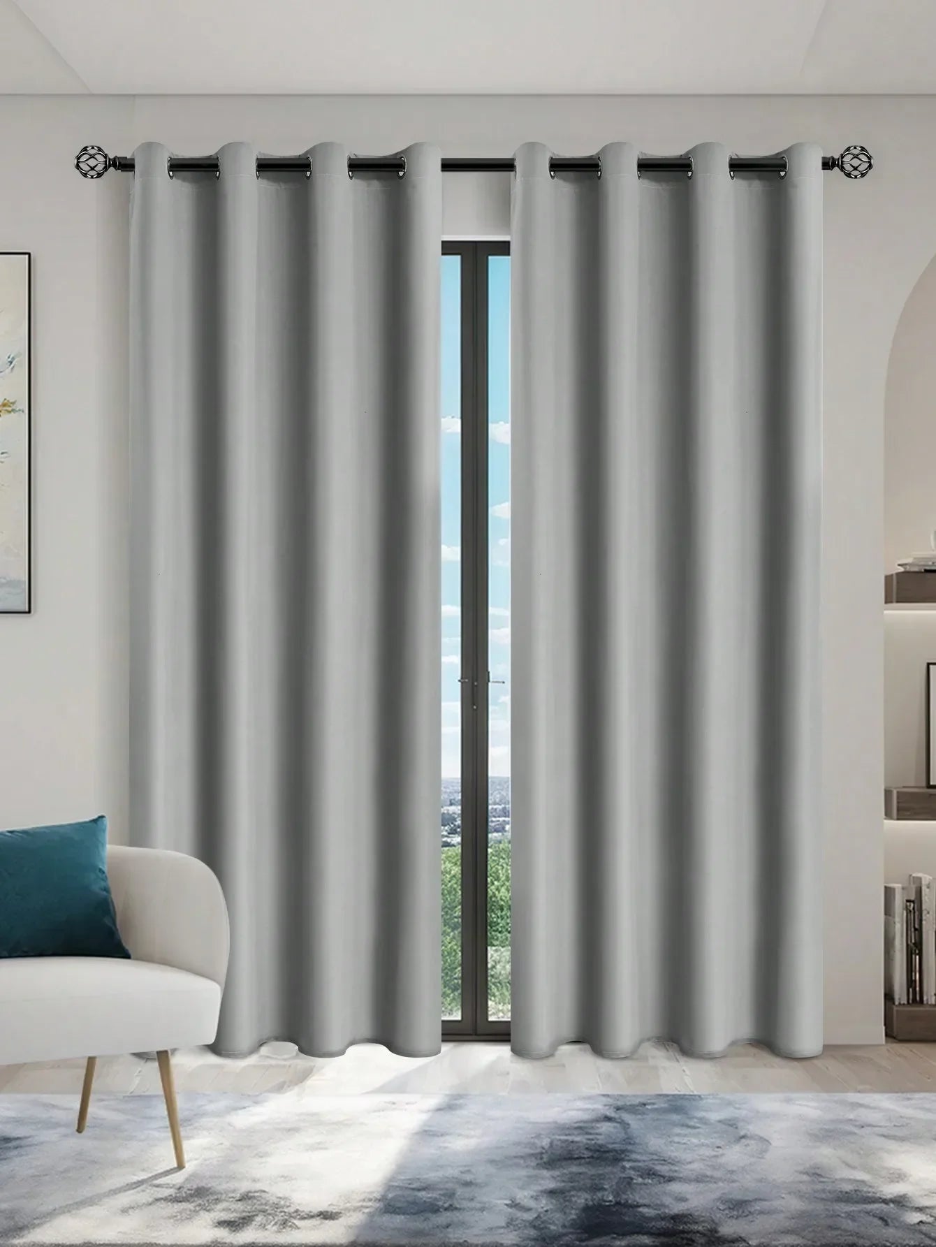 1panel Solid 100% Blackout Curtains with Grommets, Total Privacy Drapes for Bedroom, Living Room, Home Decor