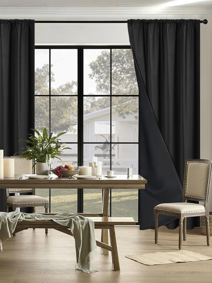 1pc 100% Blackout Curtain with Rod Pocket, Curtains for Living Room, Bedroom, Kitchen, Window Curtain, Drapes in Living Room