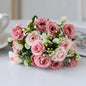 1PC 15 Head 5 Fork Silk Rose Wedding bridal Bouquet Christmas Wreath Vase Decoration Home bonsai DIY Scrapbook Artificial Flower