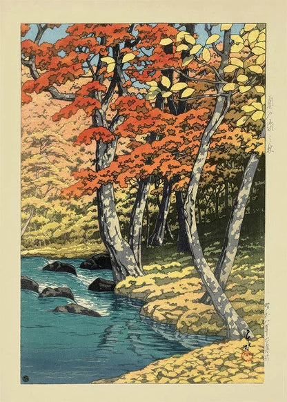 Japan Hasui Kawase Tree-lined Road Canvas Prints Asian Art Sunrise and Sunset Wall Art Posters for Modern Living Room Home Decor