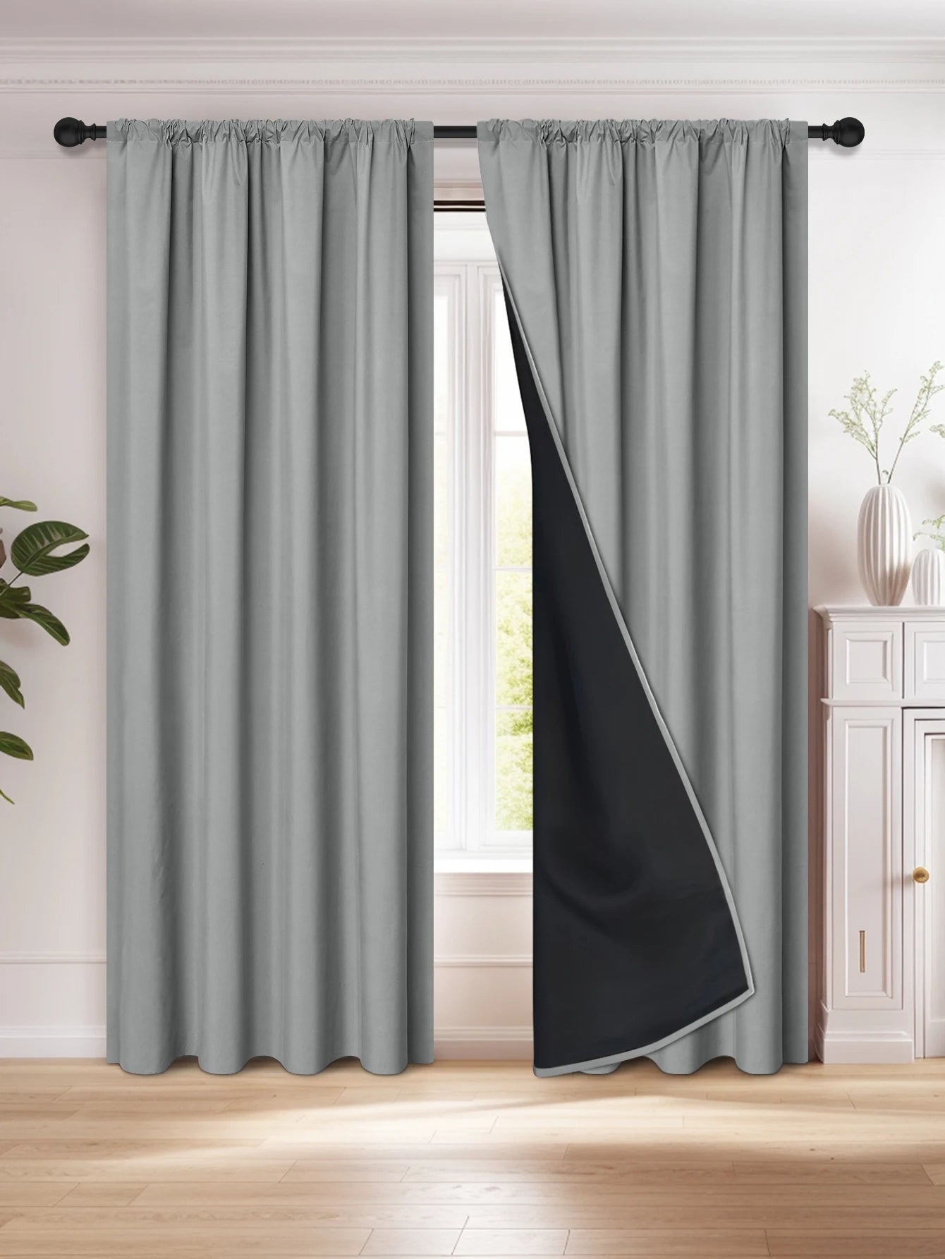1pc 100% Blackout Curtain with Rod Pocket, Curtains for Living Room, Bedroom, Kitchen, Window Curtain, Drapes in Living Room