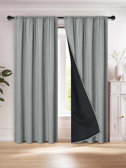 1pc 100% Blackout Curtain with Rod Pocket, Curtains for Living Room, Bedroom, Kitchen, Window Curtain, Drapes in Living Room
