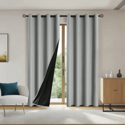 1panel Solid 100% Blackout Curtains with Grommets, Total Privacy Drapes for Bedroom, Living Room, Home Decor