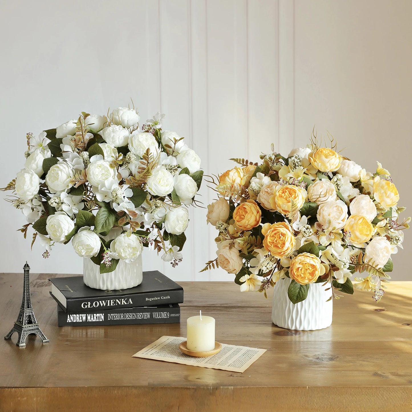 1PC Artificial Flowers Wedding Home Bedroom Decoration Bridal Bouquet Garden Fake Silk Peony Hydrangeas Vase for Board Outdoors