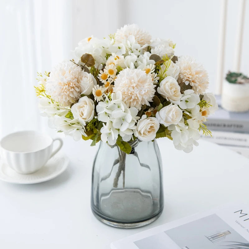 1PC 7 Fork Chamomile Combination Artificial Flowers For Home Ornamental Flowerpot Decoration Wedding Arch Christmas Accessories