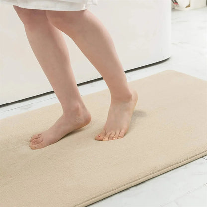 Olanly Silicone Bath Mat Non-Slip Shower Bathroom Rug Memory Foam Carpet Soft Foot Mat Stone Floor Super Absorbent Quick Dry Rug