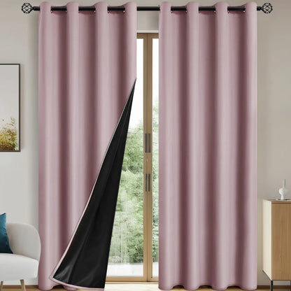 1panel Solid 100% Blackout Curtains with Grommets, Total Privacy Drapes for Bedroom, Living Room, Home Decor