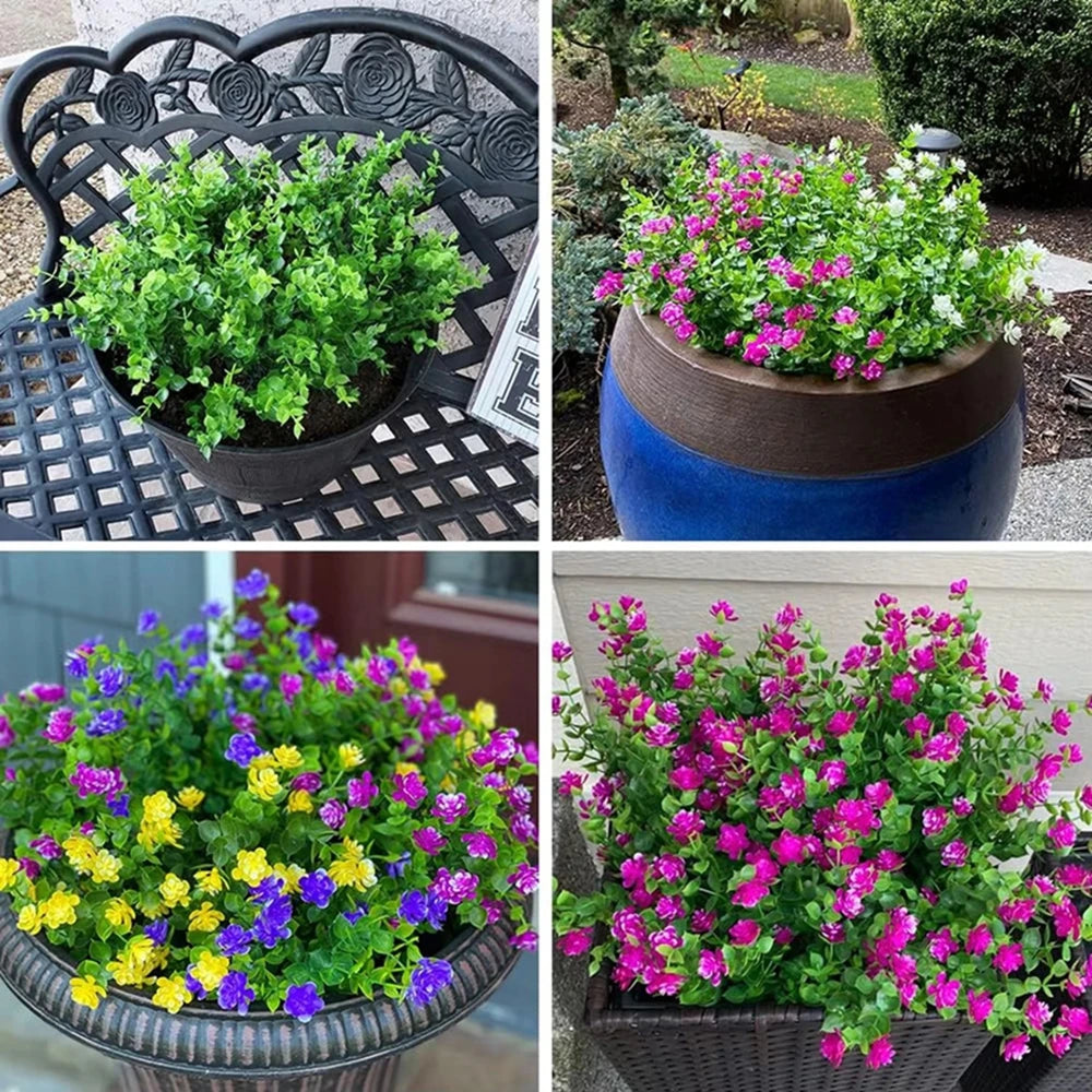 1 PC Artificial Plastic Flowers Fake Eucalyptus Plant Wedding Arch Wreath Home RoomOrnamental Flowerpot Festival Scrapbook Decor