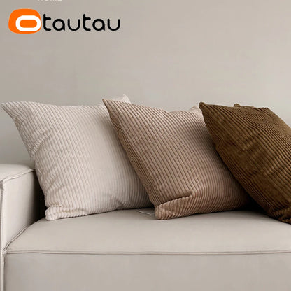 OTAUTAU Cotton Corduroy Cushion Cover Without Insert Throw Pillowcase 30x50/40x40/45x45/50x50/55x50/60x60cm KD024