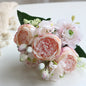 Hot Selling 1pcs/30cm Rose Pink Silk Bouquet Peony Artificial Flower 5 Big Head 4 Small Bud Bride Wedding Home Decoration Artifi