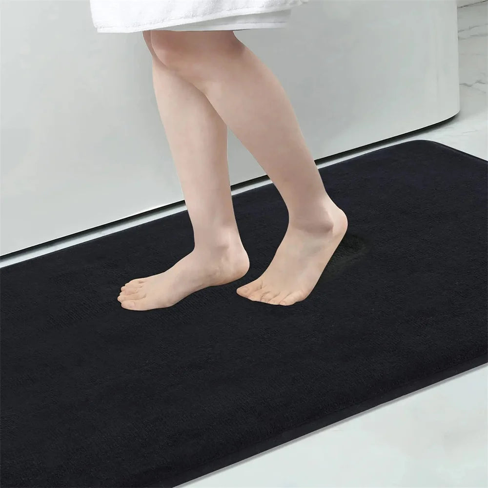 Olanly Silicone Bath Mat Non-Slip Shower Bathroom Rug Memory Foam Carpet Soft Foot Mat Stone Floor Super Absorbent Quick Dry Rug