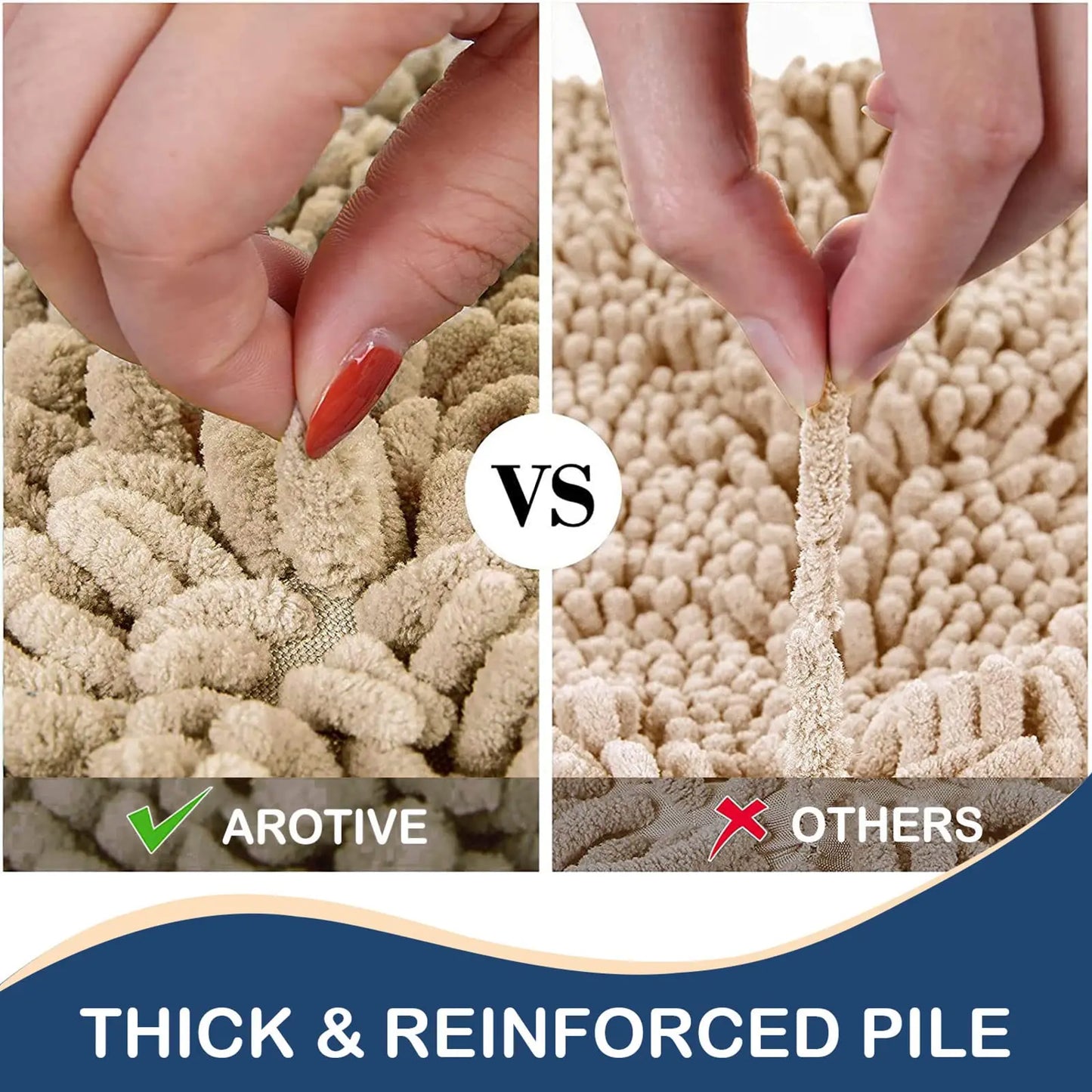 Kitinjoy Chenille Bathroom Mats Extra Thick Absorbent  Non-Slip Bath Rugs Machine Wash Plush Carpet Living Room Luxry Floor Mats