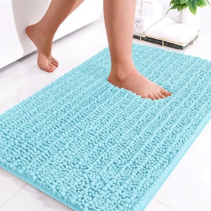 Kitinjoy Chenille Bathroom Mats Extra Thick Absorbent  Non-Slip Bath Rugs Machine Wash Plush Carpet Living Room Luxry Floor Mats