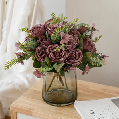 1/3PCS Artificial Flowers Vase Home Room Table Decoration Festival Wedding Bridal Bouquet Outdoor Garden Diy Gift Box Silk Peony