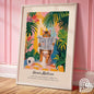Black cat on toilet, Bathroom wall art, Matisse poster, Funny bathroom decor, Pink tropical decor