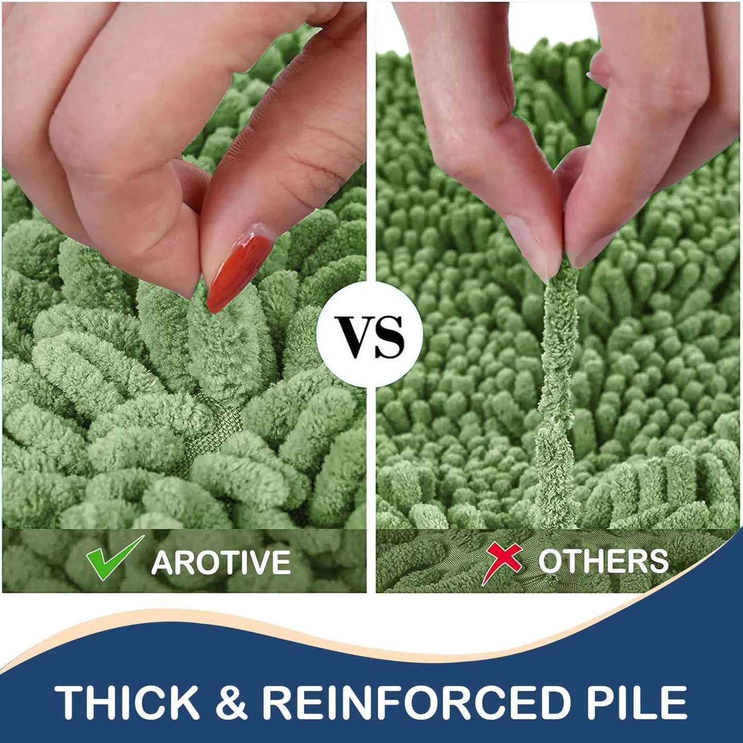 Kitinjoy Chenille Bathroom Mats Extra Thick Absorbent  Non-Slip Bath Rugs Machine Wash Plush Carpet Living Room Luxry Floor Mats