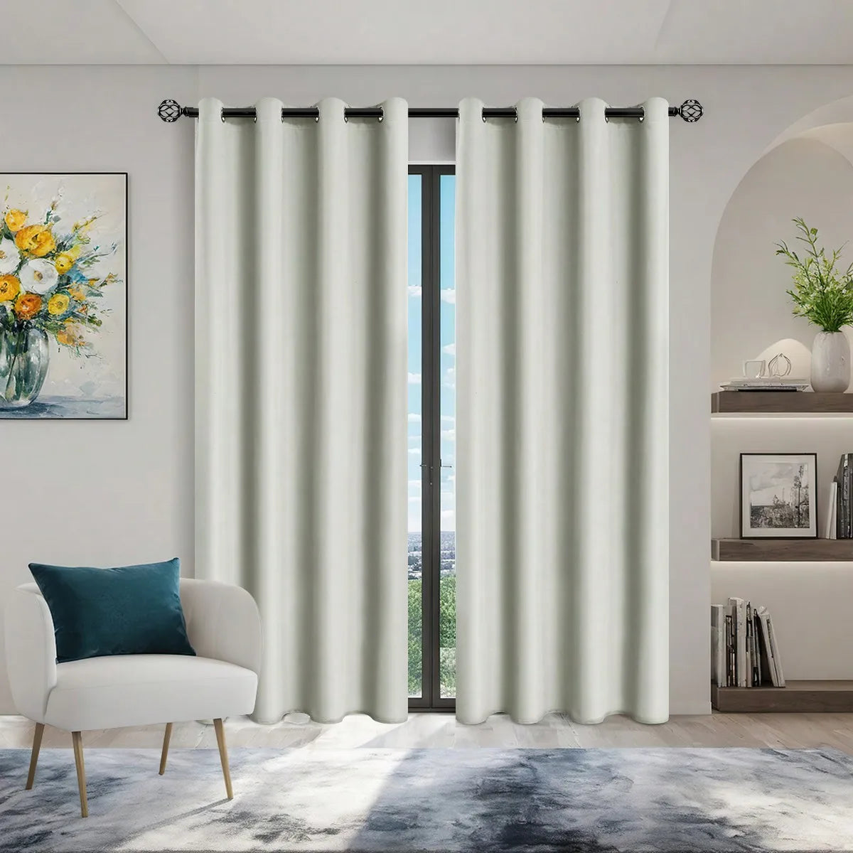 1panel Solid 100% Blackout Curtains with Grommets, Total Privacy Drapes for Bedroom, Living Room, Home Decor