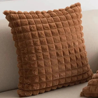 1PCS Imitation Rabbit Plush Throw Pillow Case Living Room Sofa ThrowPillow Cushion Office Solid Color Waist Pillow Bedroom