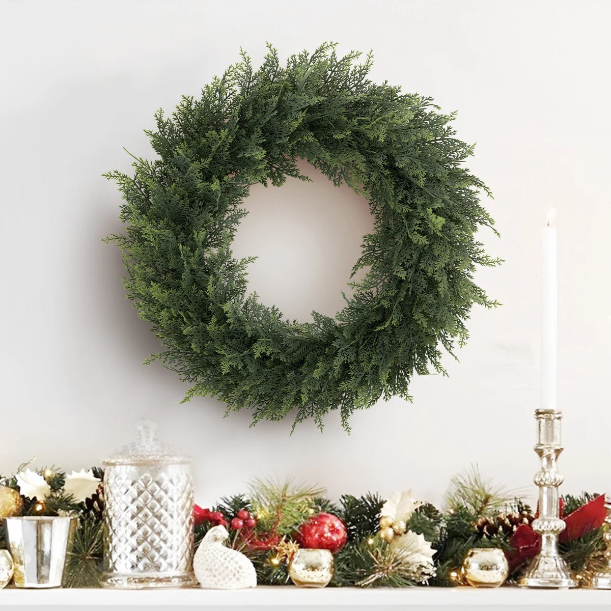 SIA FLOWER Cedar Artificial Flower Ring PE Material Cedar Grass Ring Artificial Plants Garden Decor Home Decor